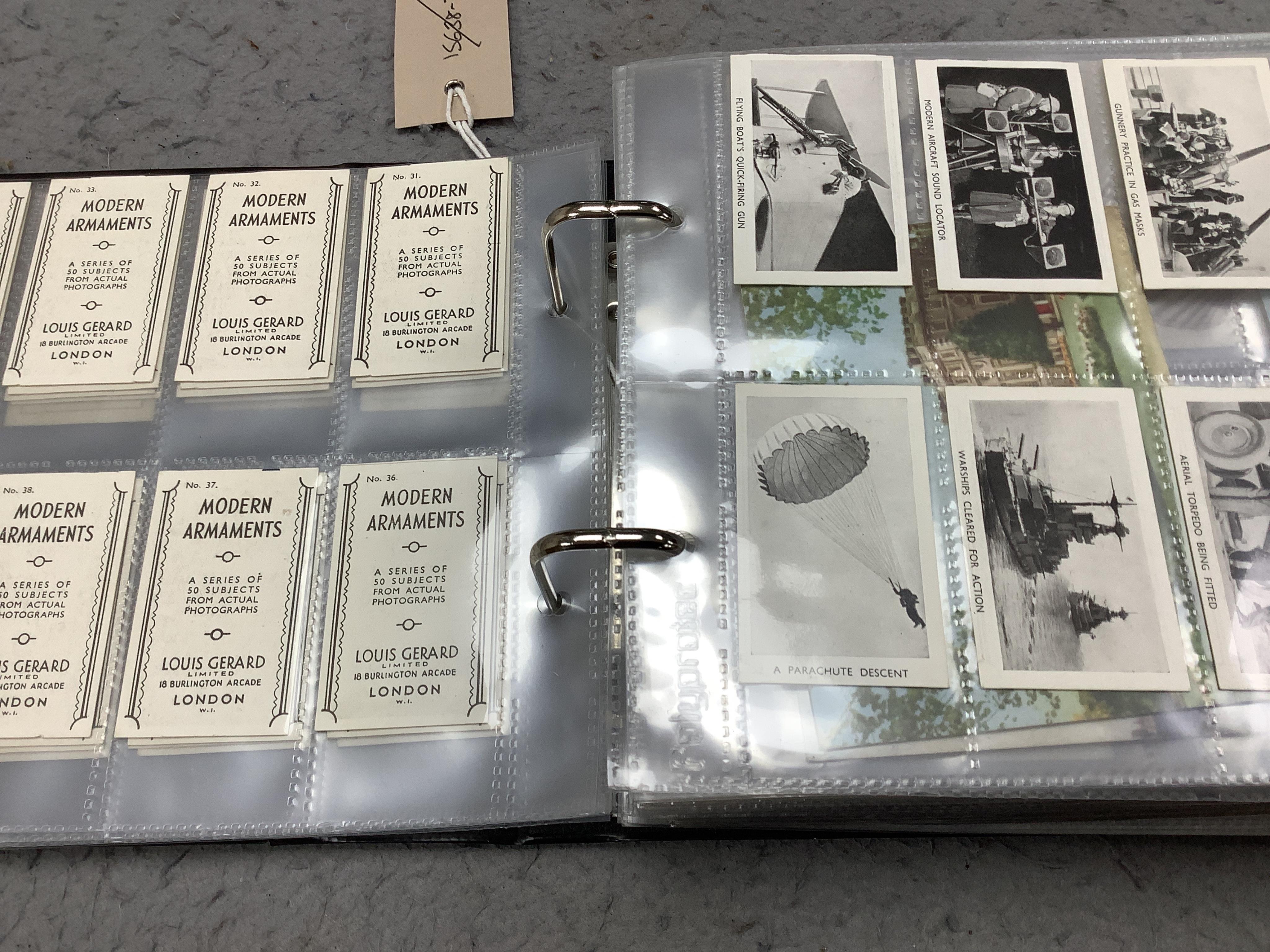 Four albums of assorted cigarette cards; military badges, heroes, soldiers and war, and some loose silks.